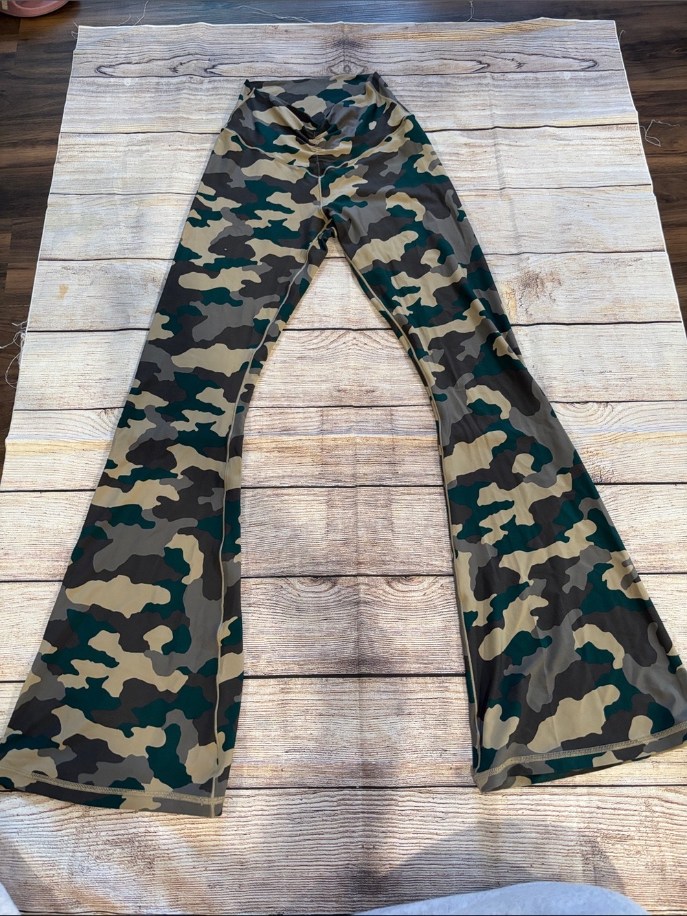 Flared Camo Women’s Yoga Pants- Green Multi